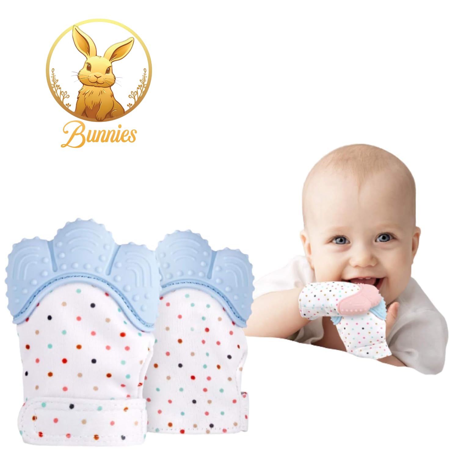 Luxury Baby Teether Mittens – Silicone Teething Gloves for 3-36 Months (Standard, 2 Piece)