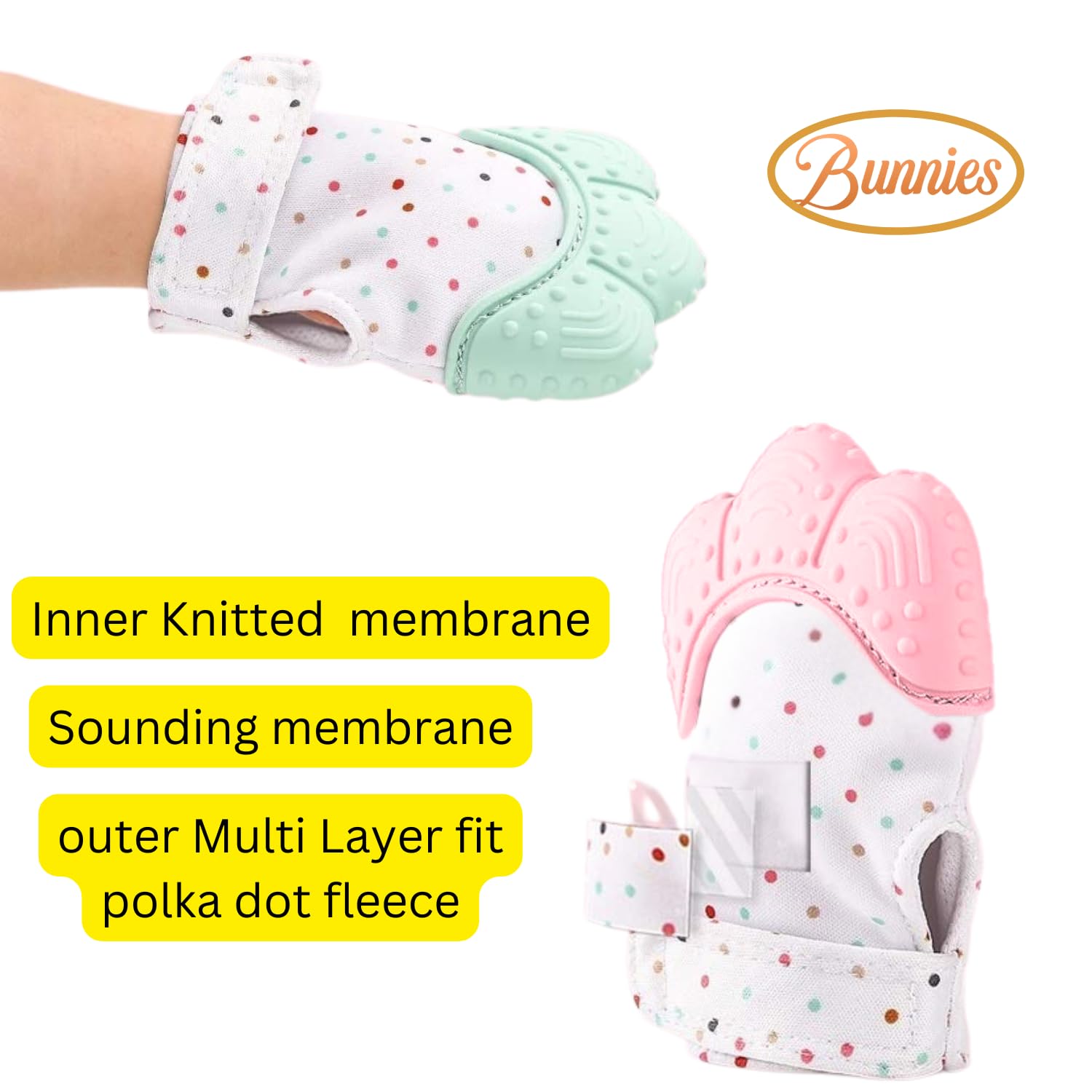 Luxury Baby Teether Mittens – Silicone Teething Gloves for 3-36 Months (Standard, 2 Piece)