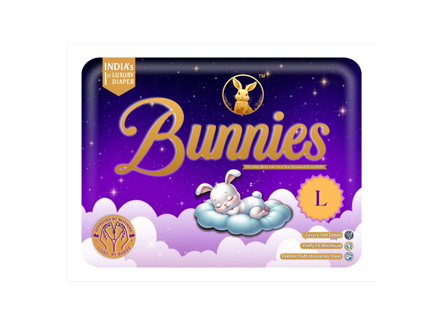 Bunnies Large Baby Diapers 50 pants with Leakage Guard & Anti-Bacterial Explorer Size  13-18 kg